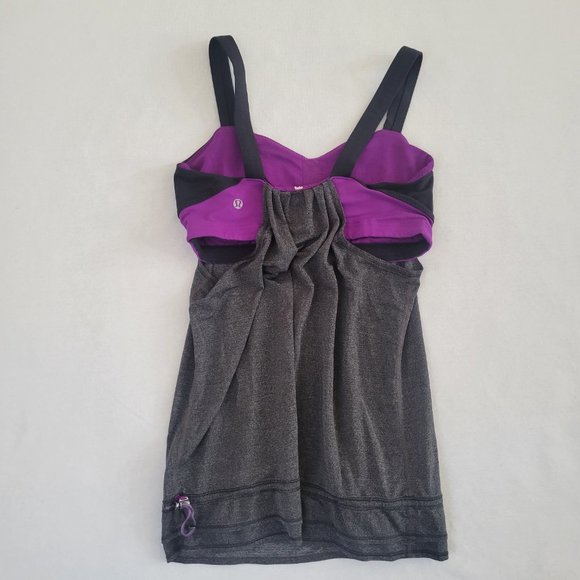 Lululemon Rest Less Tank Top Womens 6 Purple Gray Black BIB Wide Straps - Picture 6 of 12